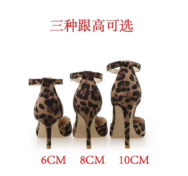 Autumn Sexy Leopard Women Sandals Office Pumps 6cm 8cm 10cm Elegant Office  High Heels Women Pointed Toe Luxury Female Shoes