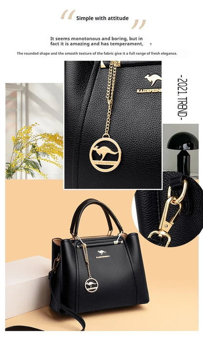 Fashion Women Soft PU Leather Handle Handbag Designer Shoulder Crossbody Bag Ladies Large Capacity Shopping Messenger Tote Bag