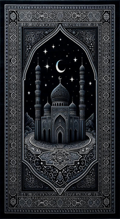 Muslim Mat Rug Meditation Rug Black Prayer Mat Mosque Design Rug Islamic Plush Rug Sajadah Mat Rug Luxury Gift Rug Home Rugs