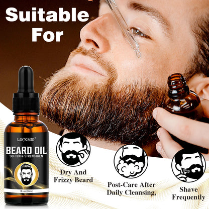 LOCKMIO 30ml Beard Moisturizing and Nourishing Oil Facial Hair Conditioner 24 Hour Long-Lasting Mustache Hydration Serum for Men