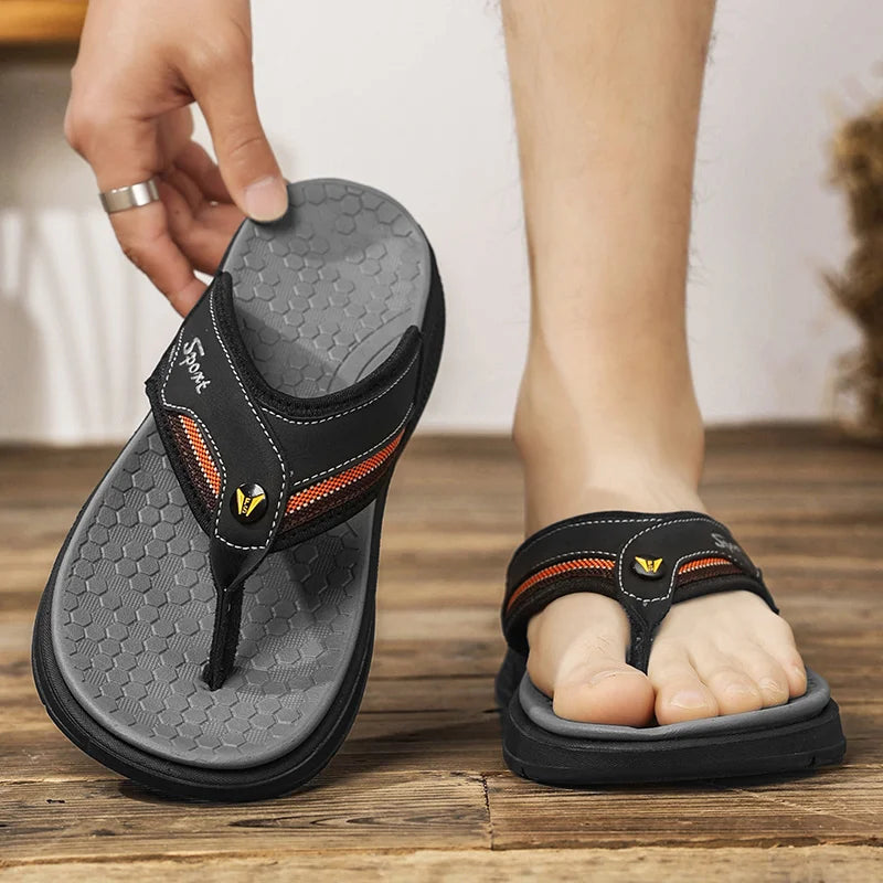 Men's One-Strap Sandals Anti-Slip Soft-Soled Male Slippers Comfortable Slides Everyday Slip-On Sandals Leisure Walk Flip-flops