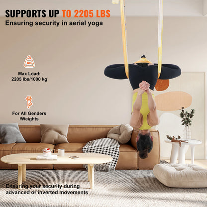 SucceBuy 5.5 Yards Aerial Yoga Hammock & Swing Nylon Fabric Full Rigging Hardware for Antigravity Yoga Fitness Bodybuilding