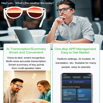2026 New AI Smart Glasses 8MP Camera 1080P Video Shooting Real-time Translation SI BT Call Music Play Voice Recording Sunglasses