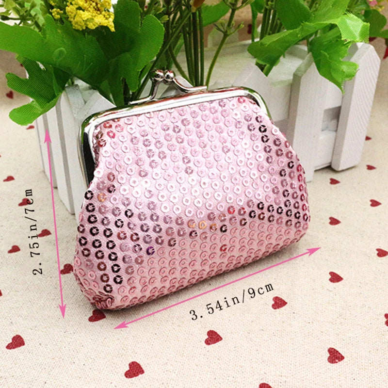 Sequins Decor Coin Purse, Women's Stylish Kiss Lock Storage Bag For Lipstick & Key, For Carnaval Party Use & For Music Festival