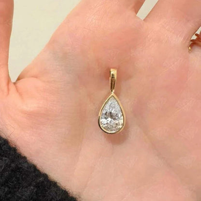 Certified 3carat Waterdrop Hark Moissanite Collar Necklace S925 Silver Bezel Set Solitaire Pear Cut Diamond Pendant for Women
