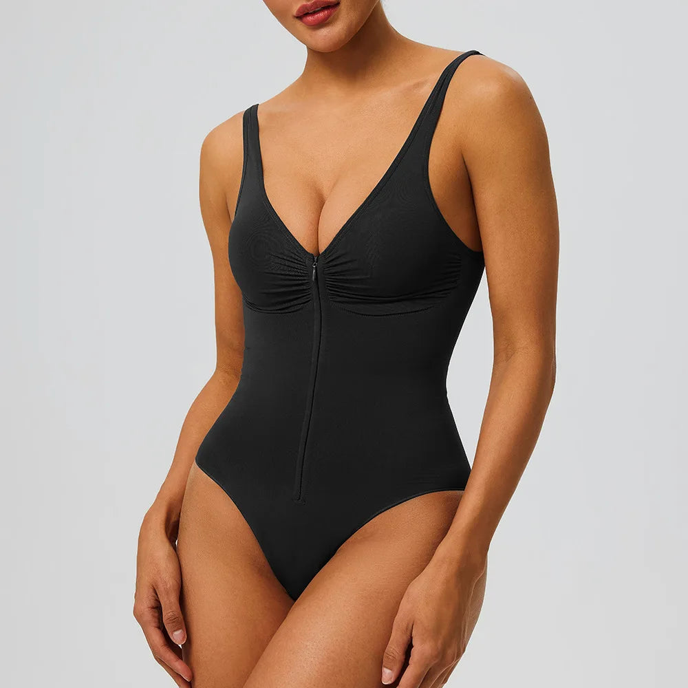 Seamless Bodysuit with Strong Compression Molding Abdominal Compression Underwear Straps Zipper One-Piece Shapewear Yoga Sets