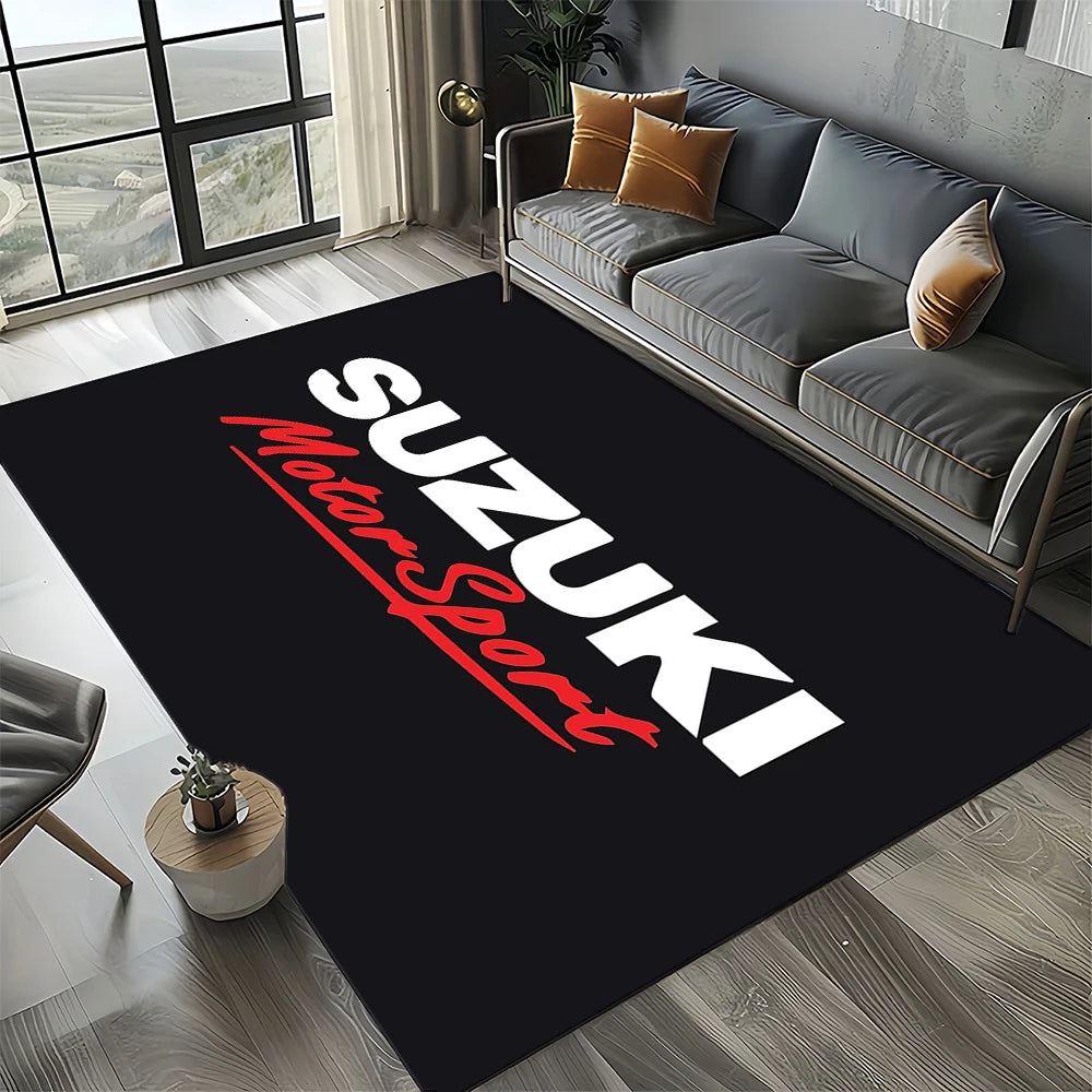 2025 Racing Car S-SUZUKI Logo Motorcycle Carpet Rug for Bedroom Living Room Home Sofa Decoration,kids Play Decor Floor Mat Gift