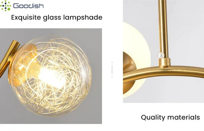 Medieval Bauhaus Gold Glass Ball Bubble Hanging LED Pendant Lights Creative Forged Lamps for Bedroom Home Decoration Chandelier