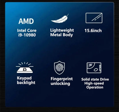 2026 15.6" Ultra Slim Laptop Intel Core I9-10980HK 32GB RAM 2TB SSD 1080P FHD Windows 11 High-Performance Portable Notebook