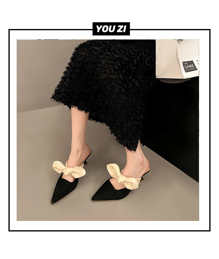 Luxury Pointed Toe Slippers Women High Heels Sandals Elegant Mules Shoes Summer 2026 New Slingback Dress Flip Flops Female Shoes