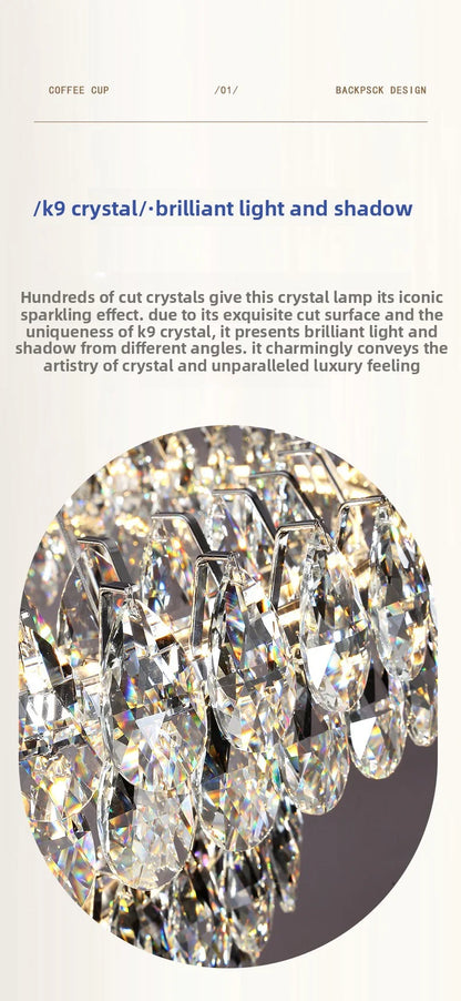 New Ceiling Lamp Villa Living Room Lamp - Multi-Story Void Floor-To-Ceiling French Light Luxury Minimalist Crystal Pendant Lamp