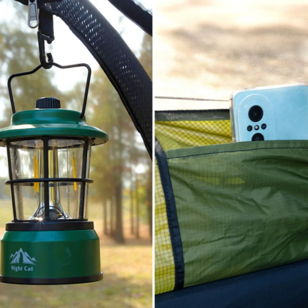 Night Cat Flat Lay Hammock Tent with Mosquito Net Sleeping Air Pad and Waterproof Rainfly for 1 Person Backpacking Hiking Camping Lightweight 330LBS 87x28x19in