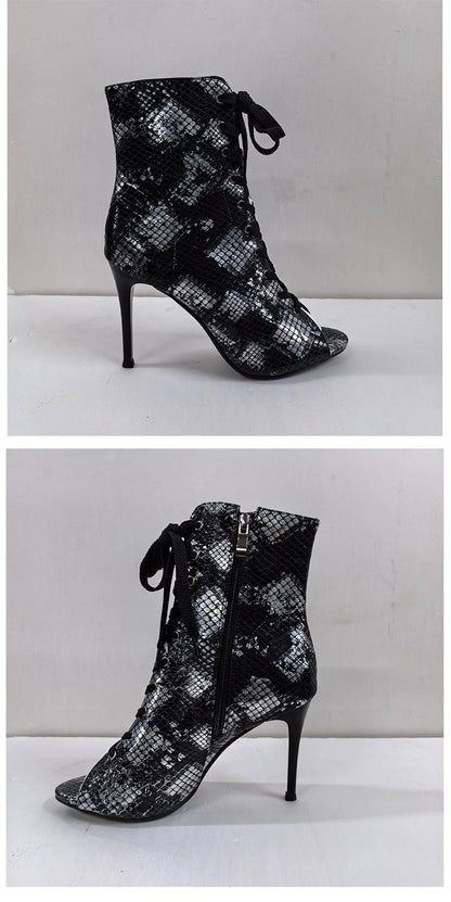 3.7 inches Exotic 9.5cm Heel 7cm Platform Jazz Short Twisted buttocks Boots Nightclub Show Women's Ankle Booties Fetish Punk