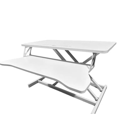 32" Modern Height Adjustable Desk Converter, Sit Stand Dual Monitor & Laptop Workstation with Wide Keyboard Tray, Eco-Friendly