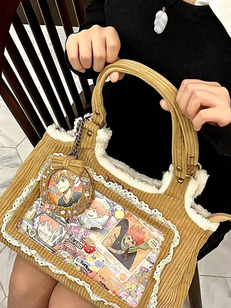 Original Corduroy Satin Lace Ribbon Daily Shoulder Bags Women's Bag Handbags for Women Cute Tote Bags for Women