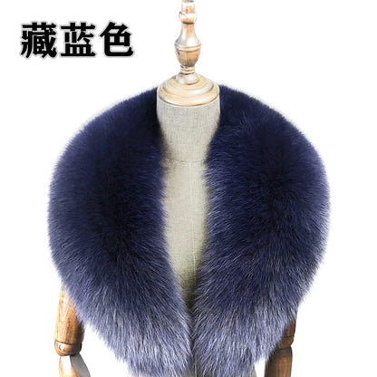 Fox Fur Collar 100% Real Fox Fur Scarf Winter Women Natural Fur Gray Collar Large Size Neck Warmer Fur Scarf Shawls