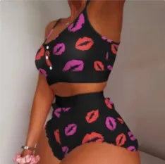 Summer Pajama Sets for Women Sleepwear Strawberry Printed Lace Sling Crop Tops and Shorts 2-Piece Set Loungewear Pijamas