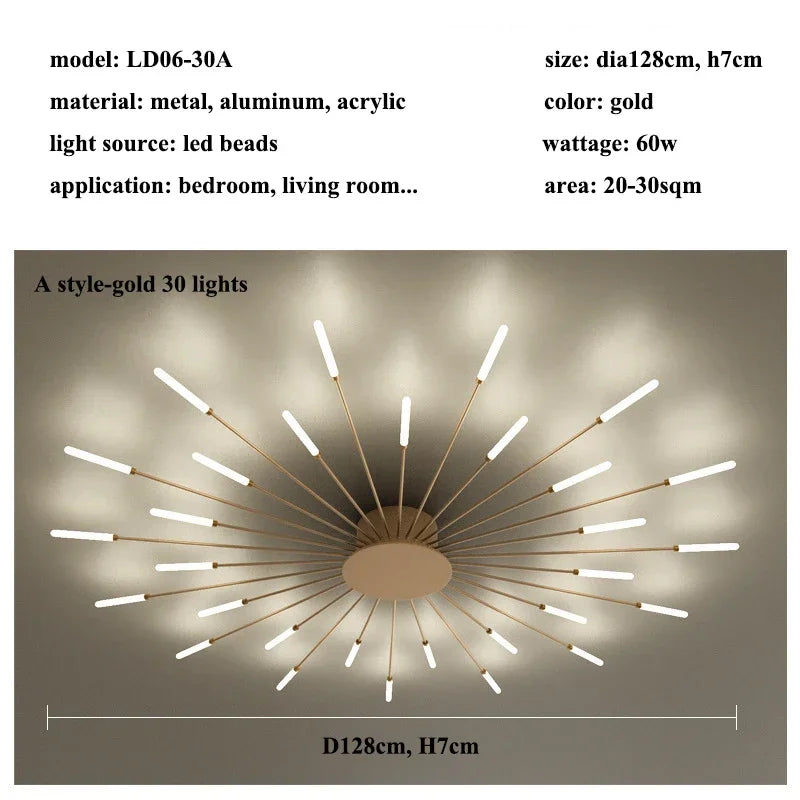 Modern Firework s Led Ceiling Lamp Creativity Living Dining Room Ceiling Chandelier Home Lighting Bedroom Light Luster Luminaire