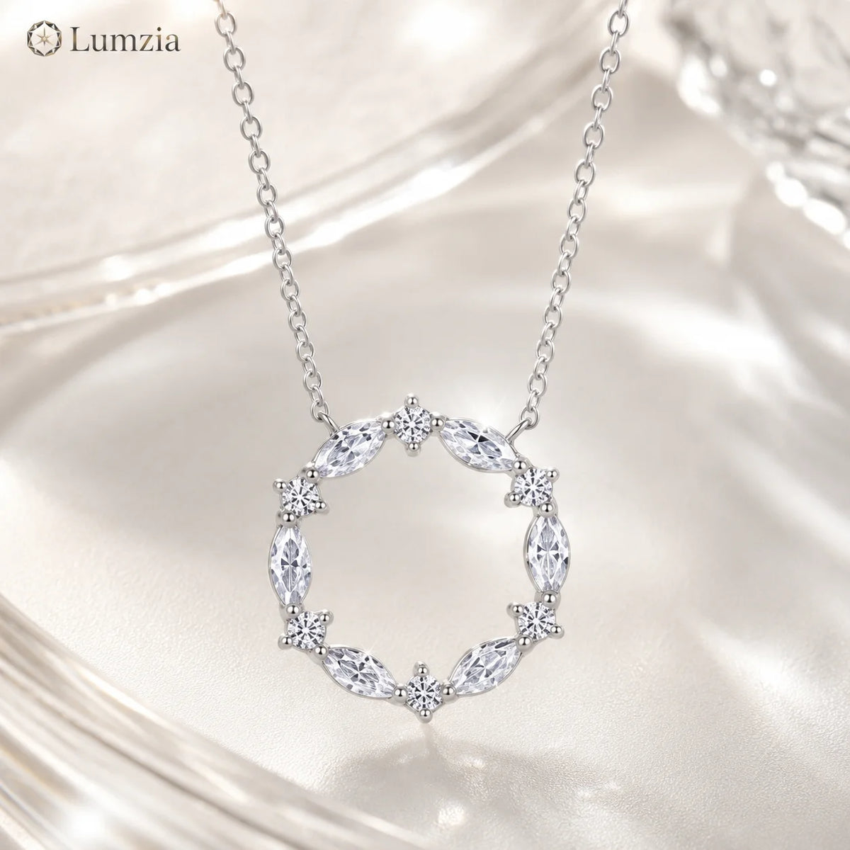 S925 Sterling Silver Moissanite Necklace for Women Marquise Flower Pendant Korean Style Jewelry GRA Certified