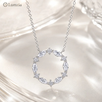 S925 Sterling Silver Moissanite Necklace for Women Marquise Flower Pendant Korean Style Jewelry GRA Certified