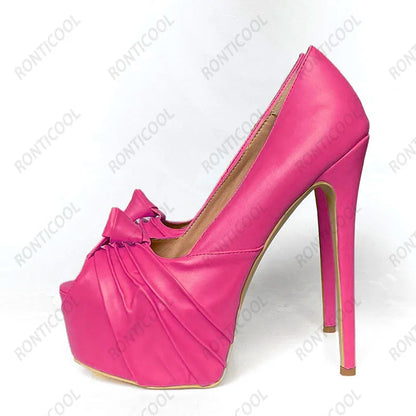 Ronticool New Fashion Women Platform Pumps Stiletto Heels Peep Toe Gorgeous Gold Party Shoes US Plus Size 5-20