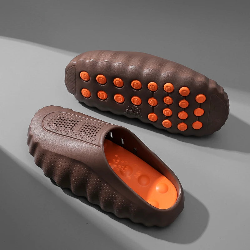 Men's Lightweight Outdoor Slippers Soft Thick Sole Breathable Sandals Non-Slip Summer Beach Slides for Casual Home Bathroom Use