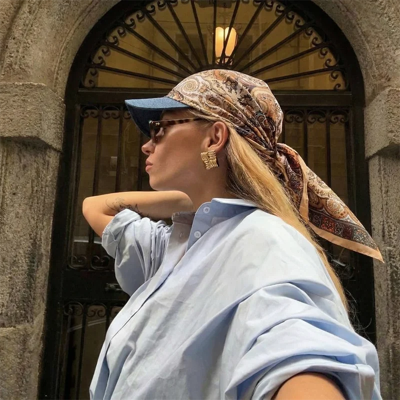 2026 Luxury Floral Print Female Silk Neck Scarf Square Hair Scarves Foulard Head Band Shawls Wraps Neckerchief Bandana Women