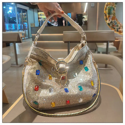 Luxury Genuine Leather Portable Women's Bag Leisure Large Capacity Diamond Tote Bag Shoulder Crossbody Bucket Bags Fashion 2026