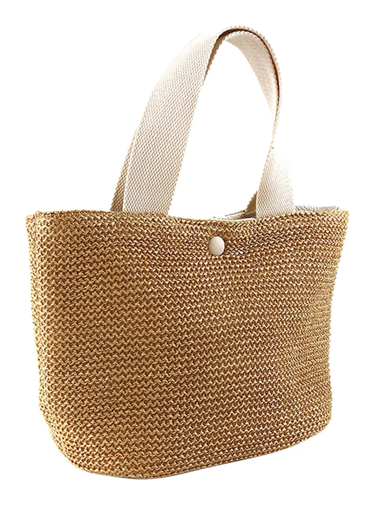New·Elegant Ladies Straw Woven Handbag Women Holiday Beach Casual Tote Top-Handle Bags Fashion Retro Shoulder Bags·