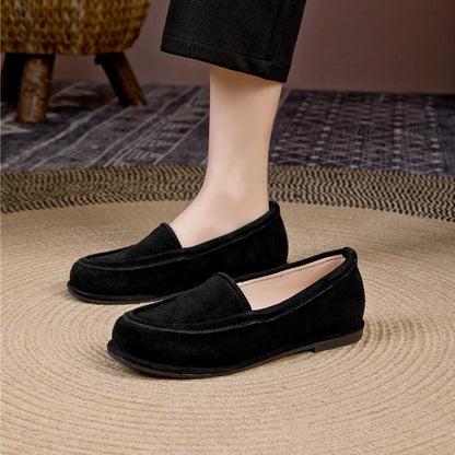 Winter Shoes Women's 2026 New Wool One-piece Women's Loafers Low Heel Fashion Casual One-Foot Slip-on Warm Ladies Shoes
