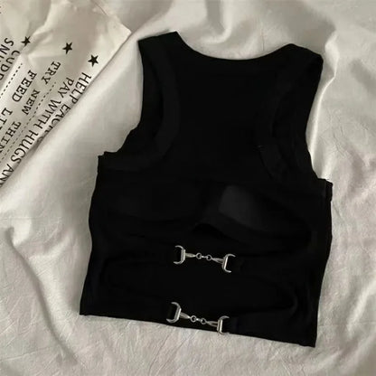 New Women Sports Tank Tops With Bra Pad Casual Crop Tops Backless Knitt Running Camisole For Women Streetwear Tops