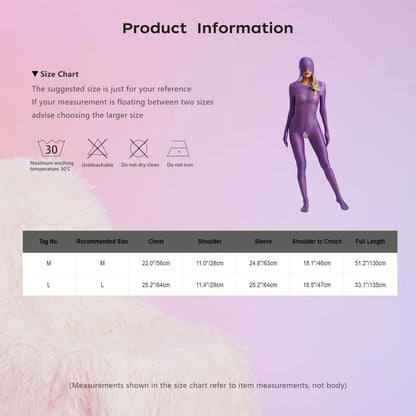 Women Glossy Full Bodystockings Covering Bodysuit with Gloves See Through Hollow Out Pouch Enhancing Bodysuit Footed Jumpsuit