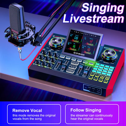 Tenlamp G10 Professional Microphone Mixer Kit for Podcasting, Influencers, Kols, Singing, Gaming, And Djing. This Controller Equipment Is Designed for Studio-Quality Recording And Electronic Music Mixing for PC Smartphone Lap