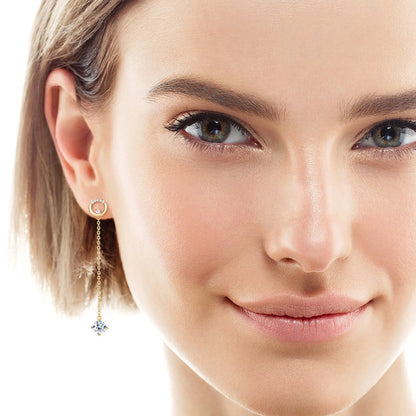 Sweetrain 1CT Moissanite Drop Earrings S925 Sterling Silver Long Tassel Dangle Earring for Women Wedding Jewelry Gifts with GRA