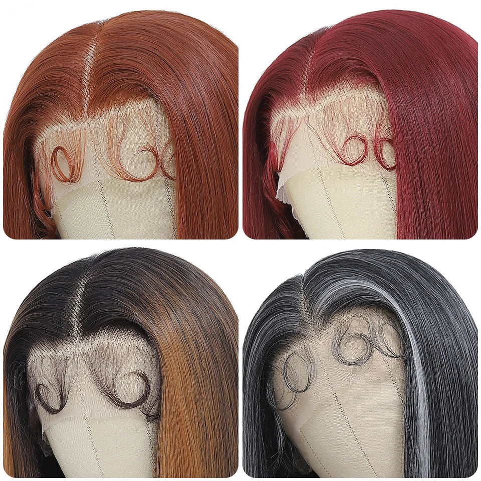 40 Inch Synthetic Lace Frontal Wigs For Women 13x6 Lace Front Wigs With High Temperature Fiber HD Lace Pink Blonde Straight Hair