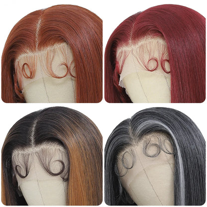 40 Inch Synthetic Lace Frontal Wigs For Women 13x6 Lace Front Wigs With High Temperature Fiber HD Lace Pink Blonde Straight Hair