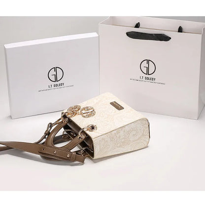 Luxury and Versatile Handheld Square Bag with Delicate Embroidery and High Quality Metal Pendant Women New Fashion Crossbody Bag