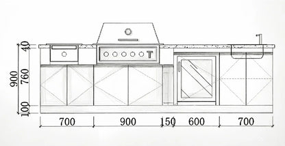 New Design Terrace Stainless Steel Outdoor Kitchen Cabinet Insect Resistant Easy Cleaning Hygienic Outdoor Garden Kitchen