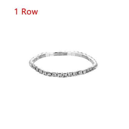 1-10 Rows Fashion Jewelry Bridal Wristband Crystal Rhinestone Elastic Bangle Stretch Bracelet Wedding Bridal Jewelry