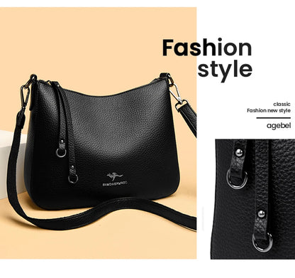 Women's Luxury Designer Top-Handle Bags Soft Leather Handbag Ladies Solid Color Shoulder Crossbody Bag Messenger Commuting Sac