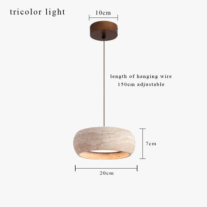 7.8in Modern Pendant Light Adjustable Pendant Lights With Yellow Travertine Lampshade LED 18W 3 Color Dining Room Bedroom