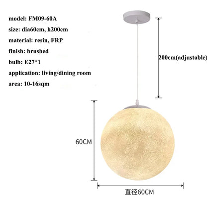 Nordic Moon Led Pendant Lights for Living Room Dining Bedroom Home Decorations Chandelier Cafe Restaurant Hanging Lamp Luminaire
