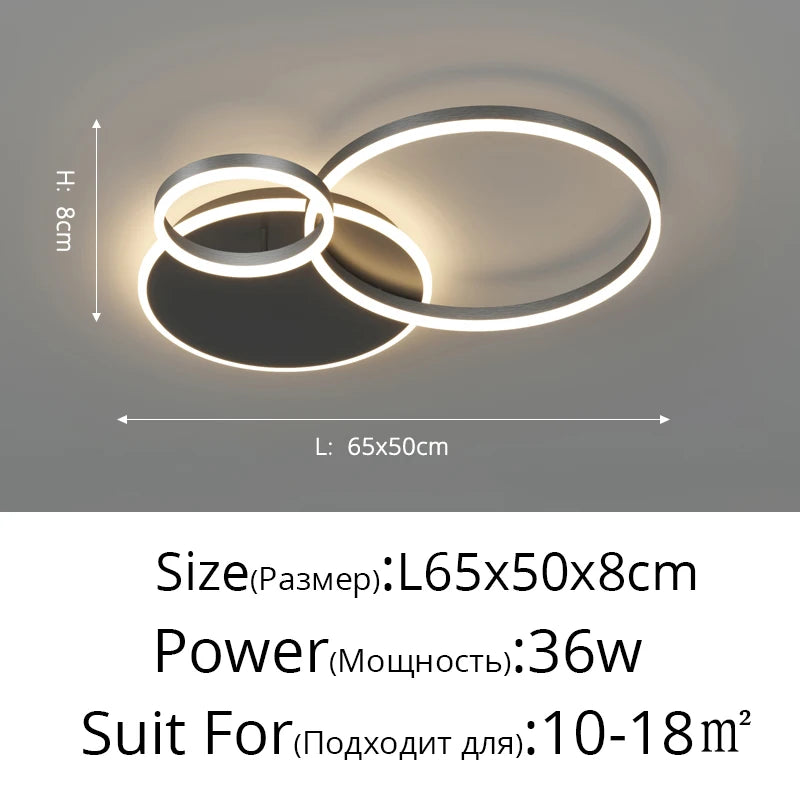Modern Round Design Ceiling Lights For Living Room Bedroom Gold White Coffee Painted  Circle Rings Lighting Fixtures Luminaire