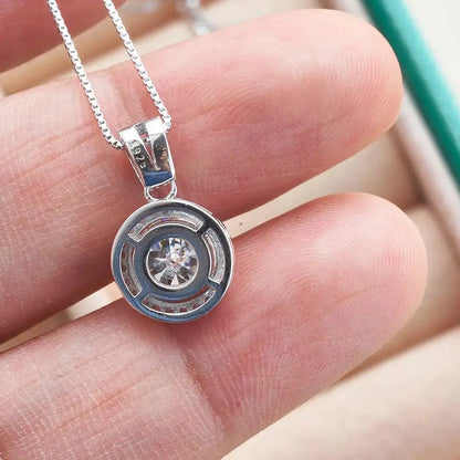S925 Sterling Silver Moissanite Necklace 1 Carat Round Shape colorful lab-created diamond jewelry For Women