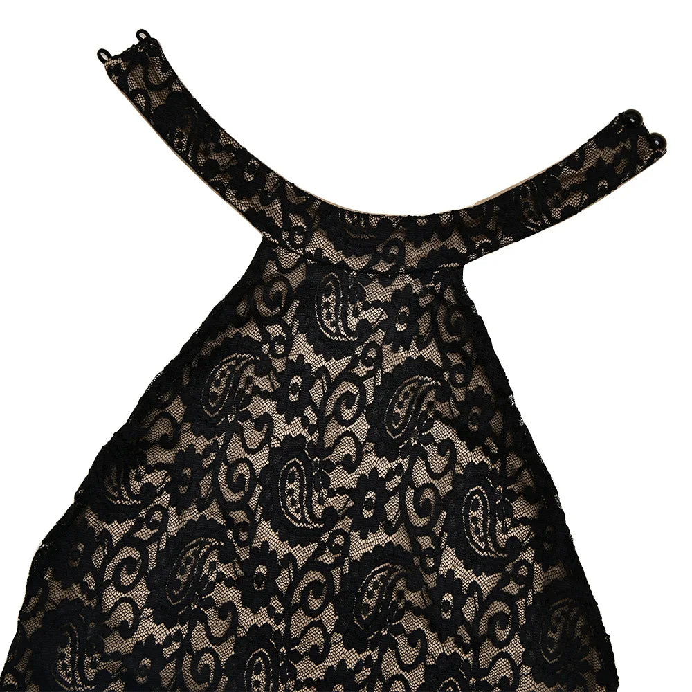 Spring Autumn Lace Jumpsuit Women Sexy Halter Backless Slim Stretchy Wide Legs Trousers Full Length Rompers Female 64036