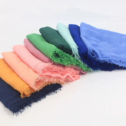 Ramadan Classics Crinkle Cotton Hijab Scarf Women Turban Muslim Shawl Plain Bandana Breathable Women's Shawls Foulard Hijab Hood