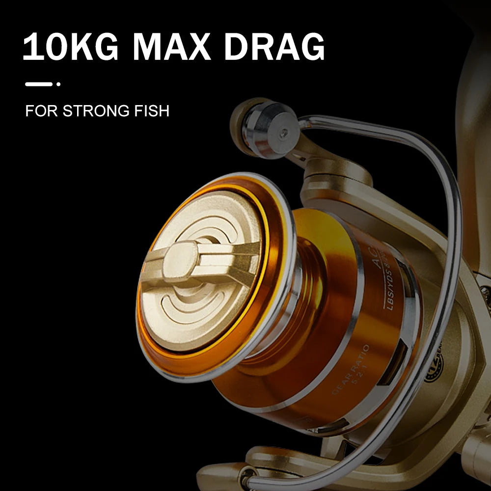 BILLINGS Spinning Reel,AC 1000-7000 Series,Max Drag 10KG,Metal Spool,5.2:1 Gear Ratio,for Freshwater Saltwater Fishing