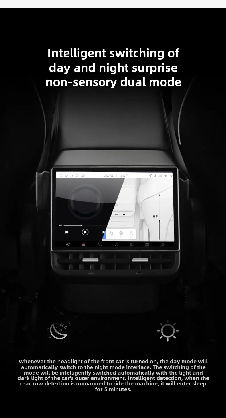 Model 3/Y 8.66 Inch Rear Display Screen for Tesla Model 3 2017-2023 Model Y 2019-2024 4G+64G Rear Entertainment Display Support