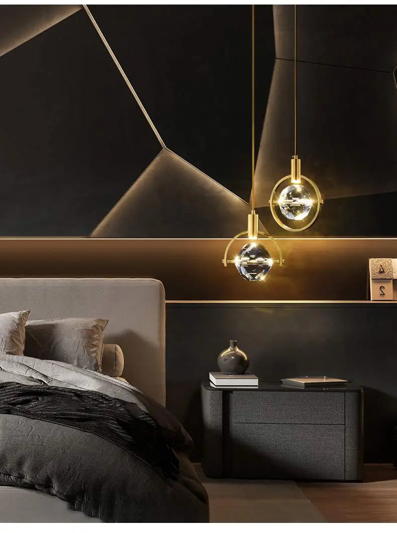 Crystal Led Pendant Lights Kitchen Fixture Suspension Bedside Hanging Lamp Nordic Loft Living Room Dining Room Indoor Home Decor