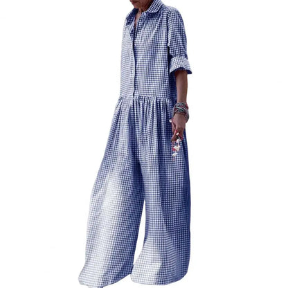 Summer Long  Jumpsuit Cotton Linen Casual Jumpsuits Women 2024 New Striped Loose Maxi Jumpsuit Vacation Clothes For Women